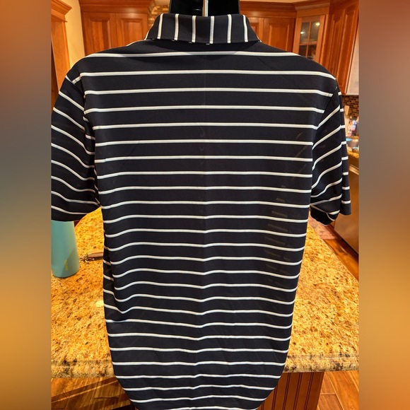 Peter Millar men’s golf Polo. Sharp navy w/white stripes. logo on sleeve. Medium - Picture 6 of 7